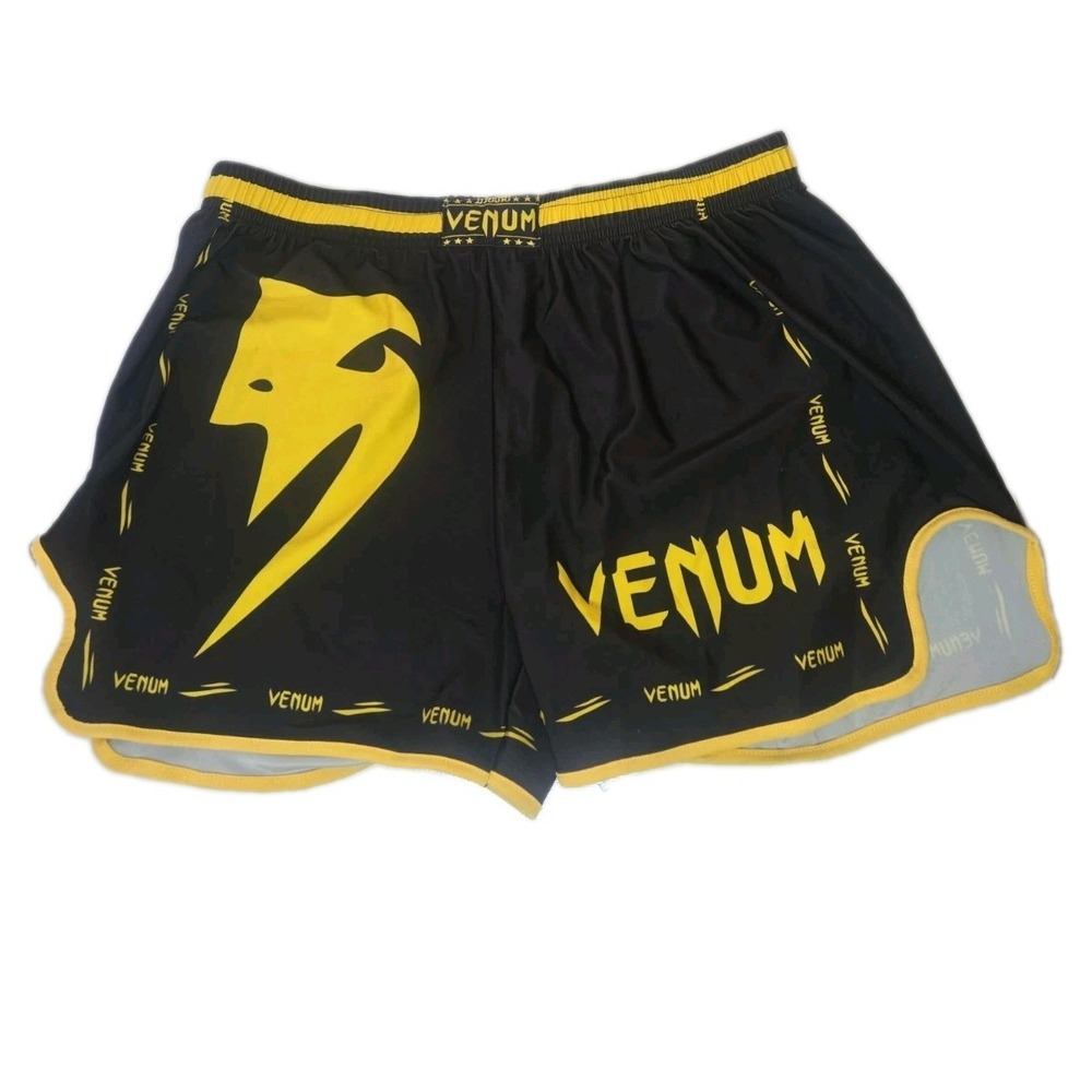 Venum Giant Muay Thai Shorts XXXL 3XL Black Yellow Gold Kickboxing MMA Boxing